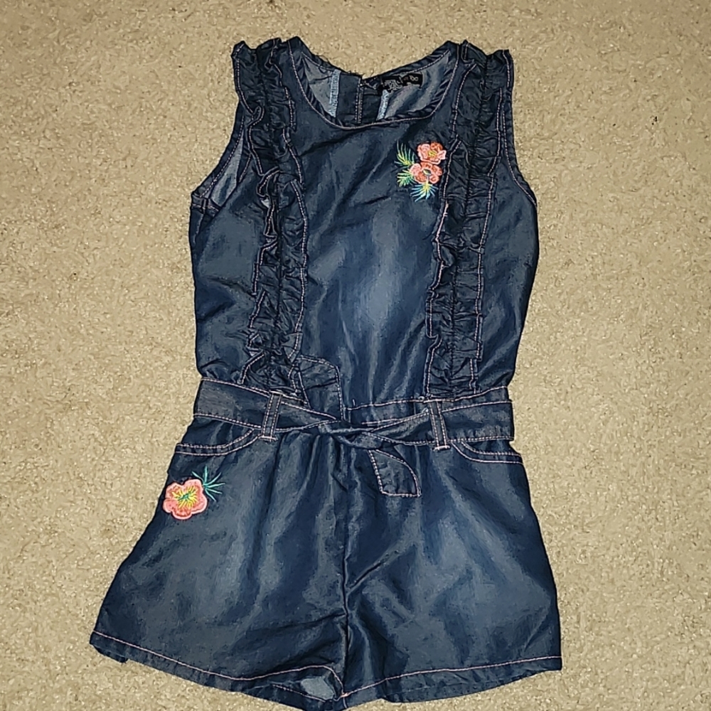 Blue denim jumper, warned a few times